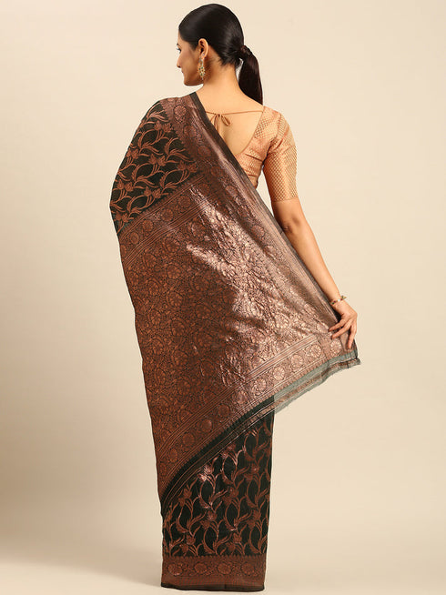 Deeva Sarees Dark Green Cotton Saree